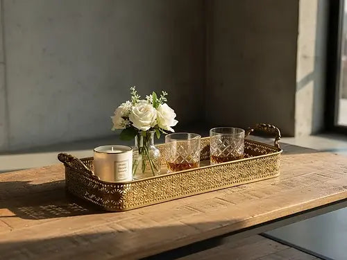 Vintage style brass serving tray 