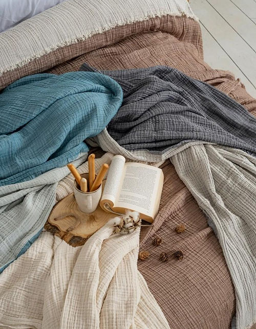 Queen size muslin throw blanket – soft 4-layer gauze cotton – breathable turkish muslin