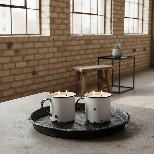 Vintage Enamel Mug Candle – Hand-Poured Scented Soy