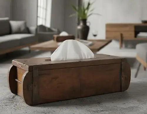 Rustic wooden tissue box cover – reclaimed brick mold decor – farmhouse upcycled home piece
