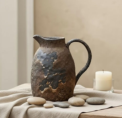 Rustic Ceramic Jar – Handmade Jar Vase – Wabi-Sabi Style Design