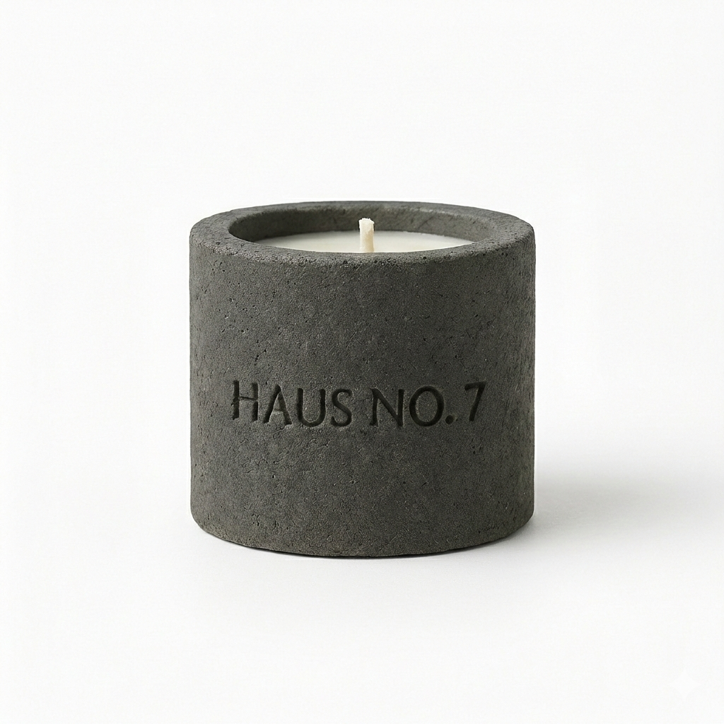 Handmade concrete candle, industrial scented candle 