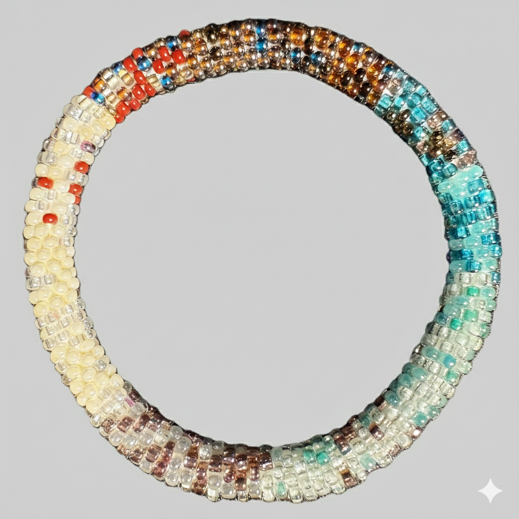 Set of 4 beaded bracelets, handmade from Nepal