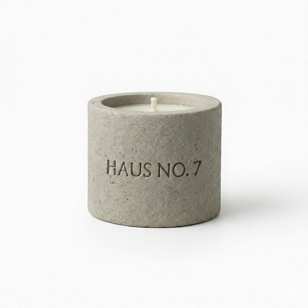 Handmade concrete candle, industrial scented candle 