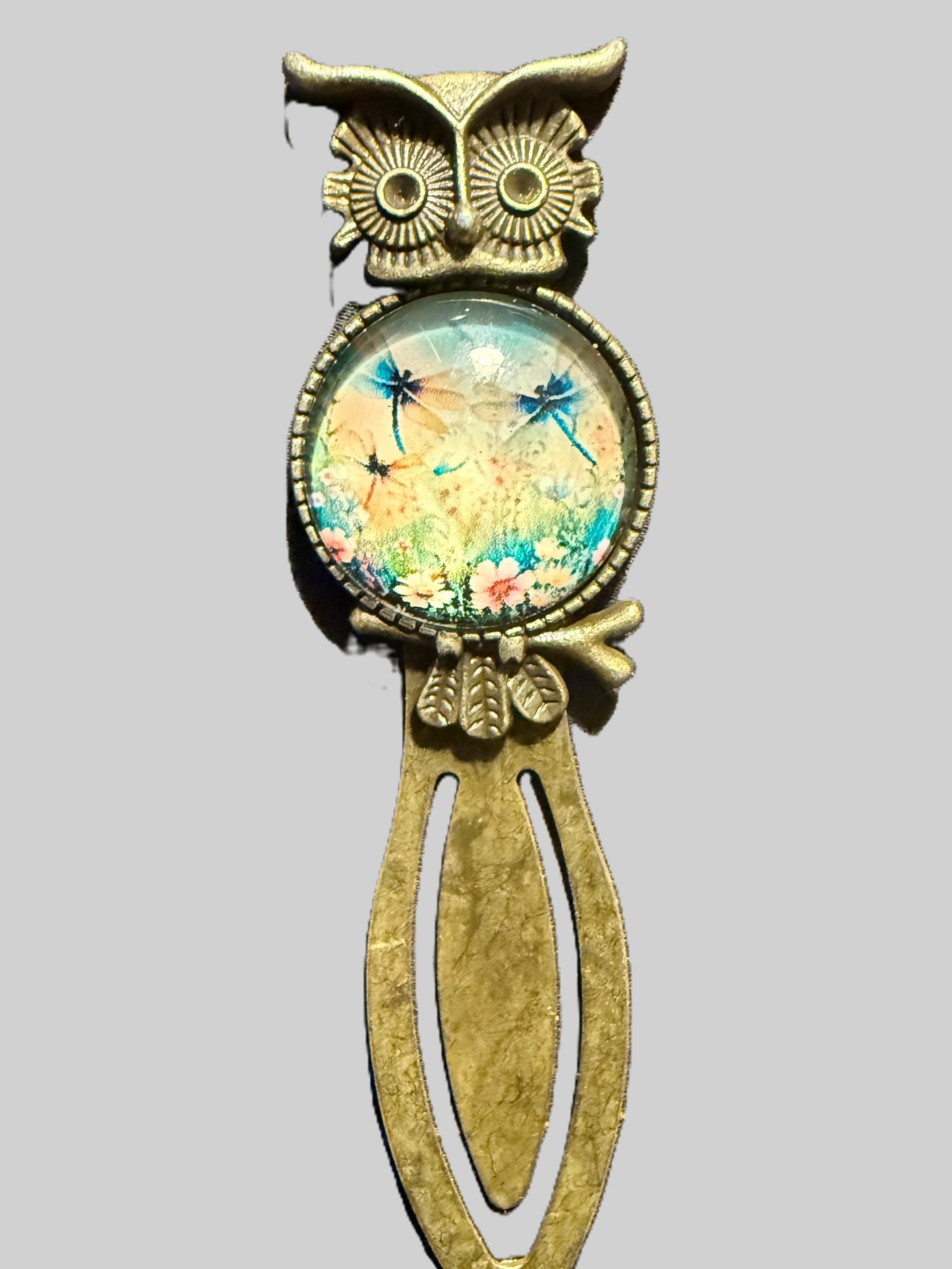 Vintage style owl and butterfly bookmark – metal with antique bronze finish