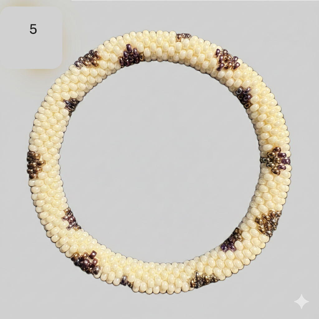 A selection of beaded bracelets from Nepal, handmade in black and red