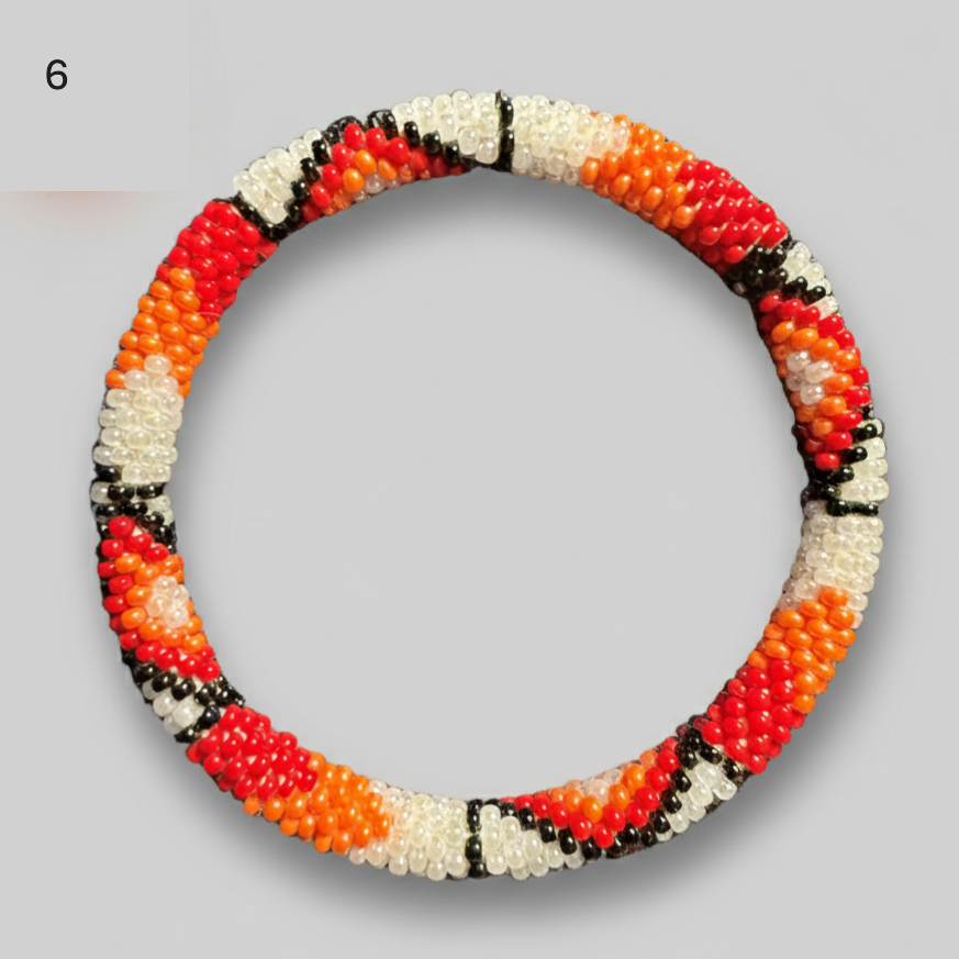 Nepali Beaded Bracelet — Black & Red