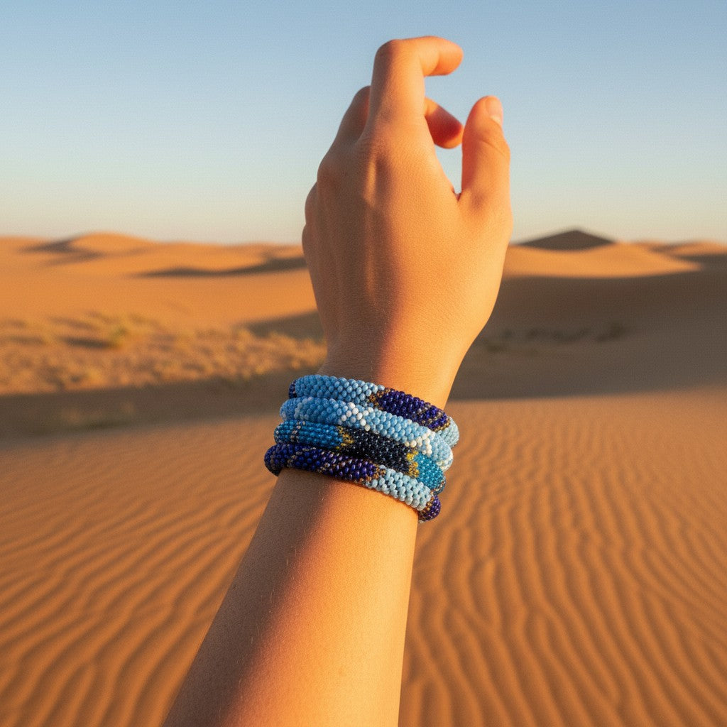 Set of 6 beaded bracelets, handmade from Nepal 