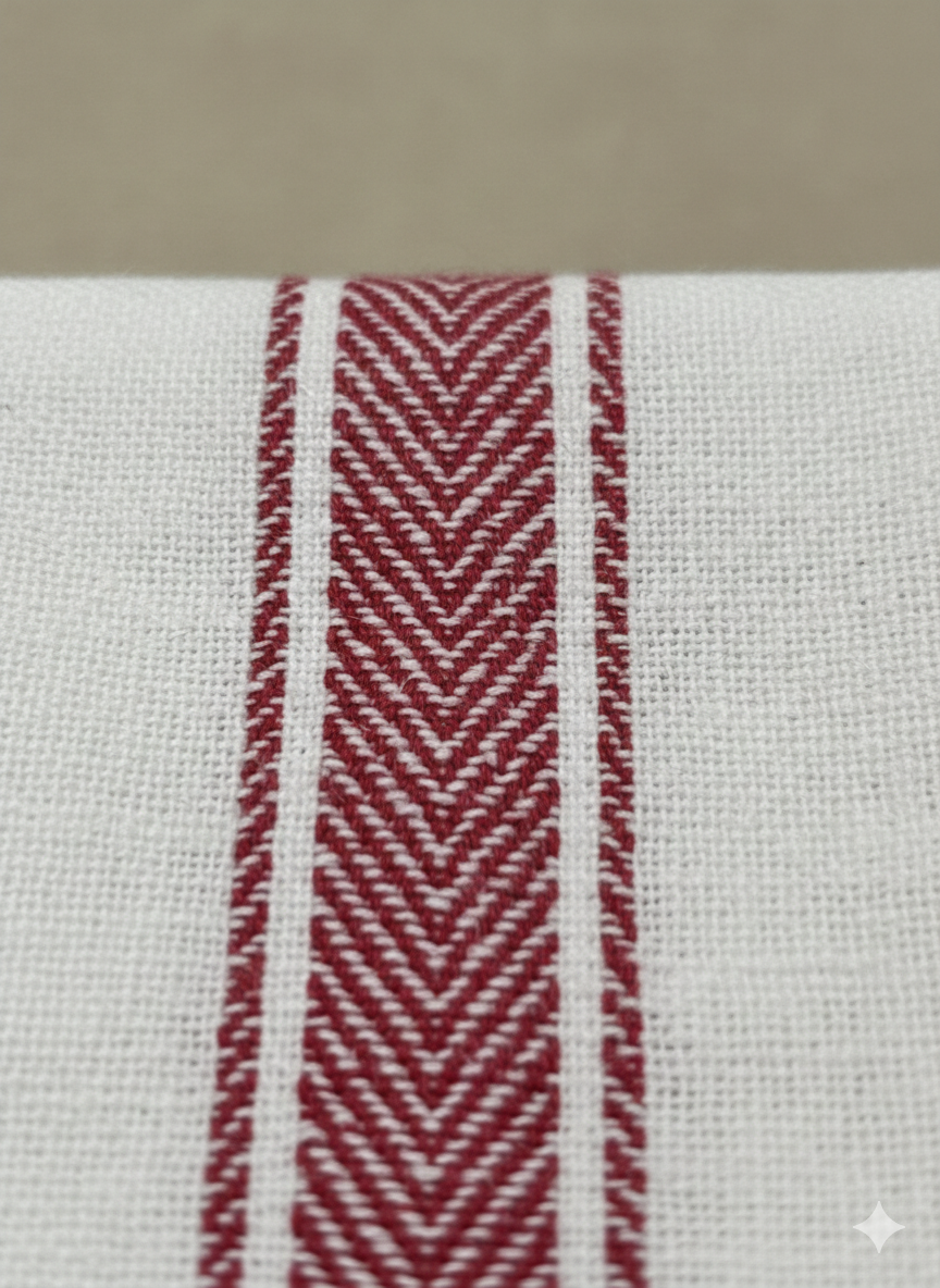 French Bistro Style Cotton Kitchen Towels – Red and Blue Stripes 