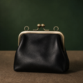 Vintage Black Leather Coin Purse - S