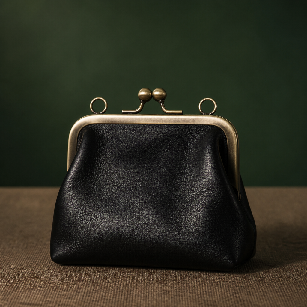 Vintage Black Leather Coin Purse - S
