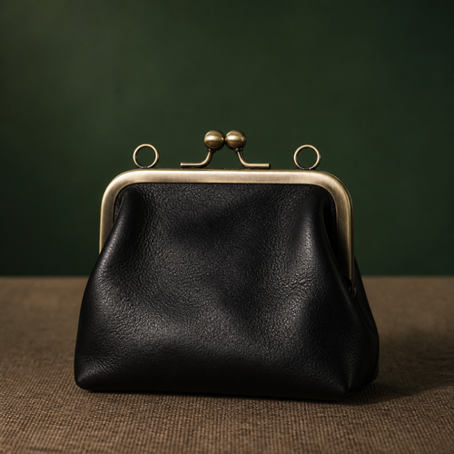 Vintage Black Leather Coin Purse - S