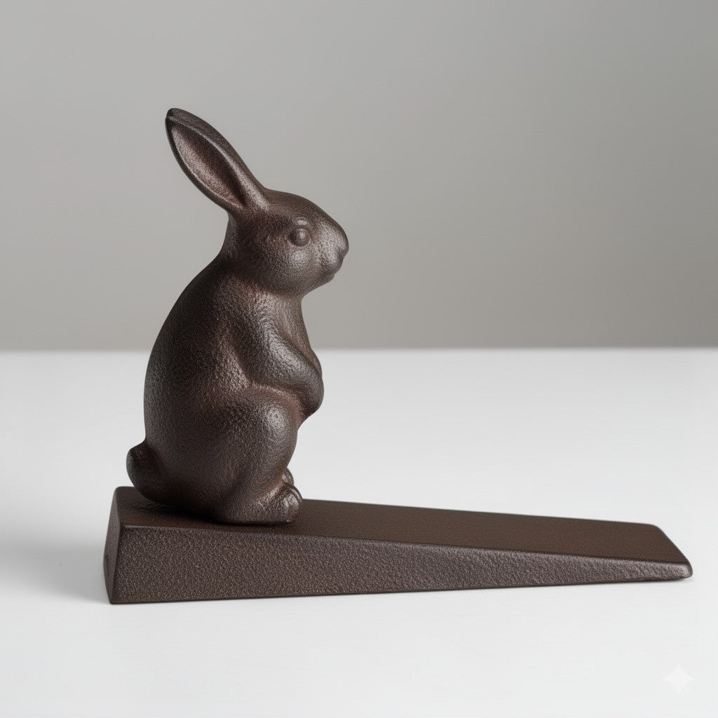 Cast iron rabbit door stop, heavy vintage decoration