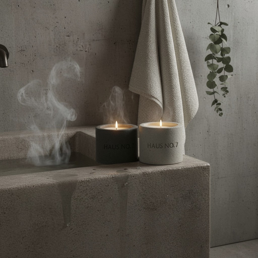 Handmade concrete candle, industrial scented candle 