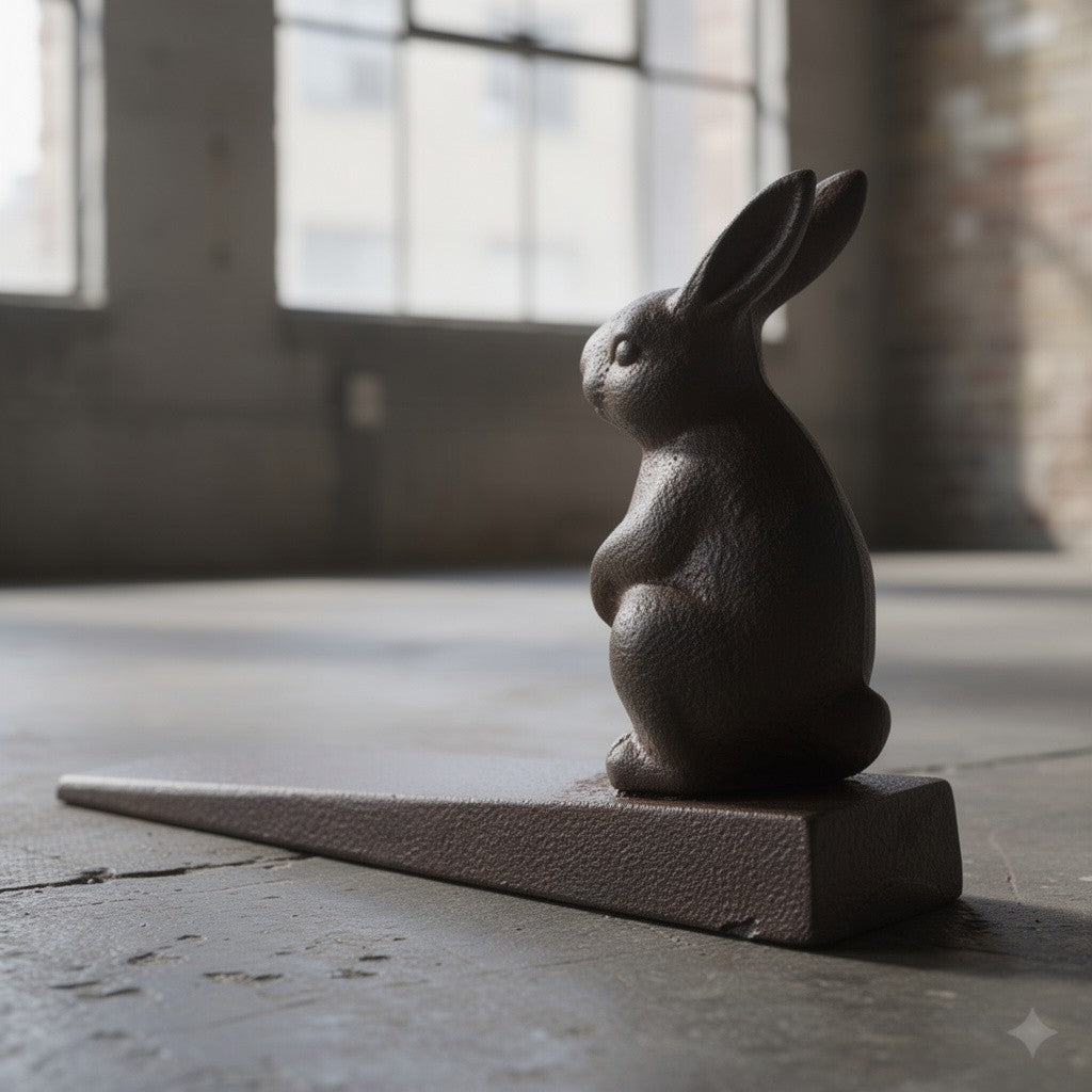 Cast iron rabbit door stop, heavy vintage decoration