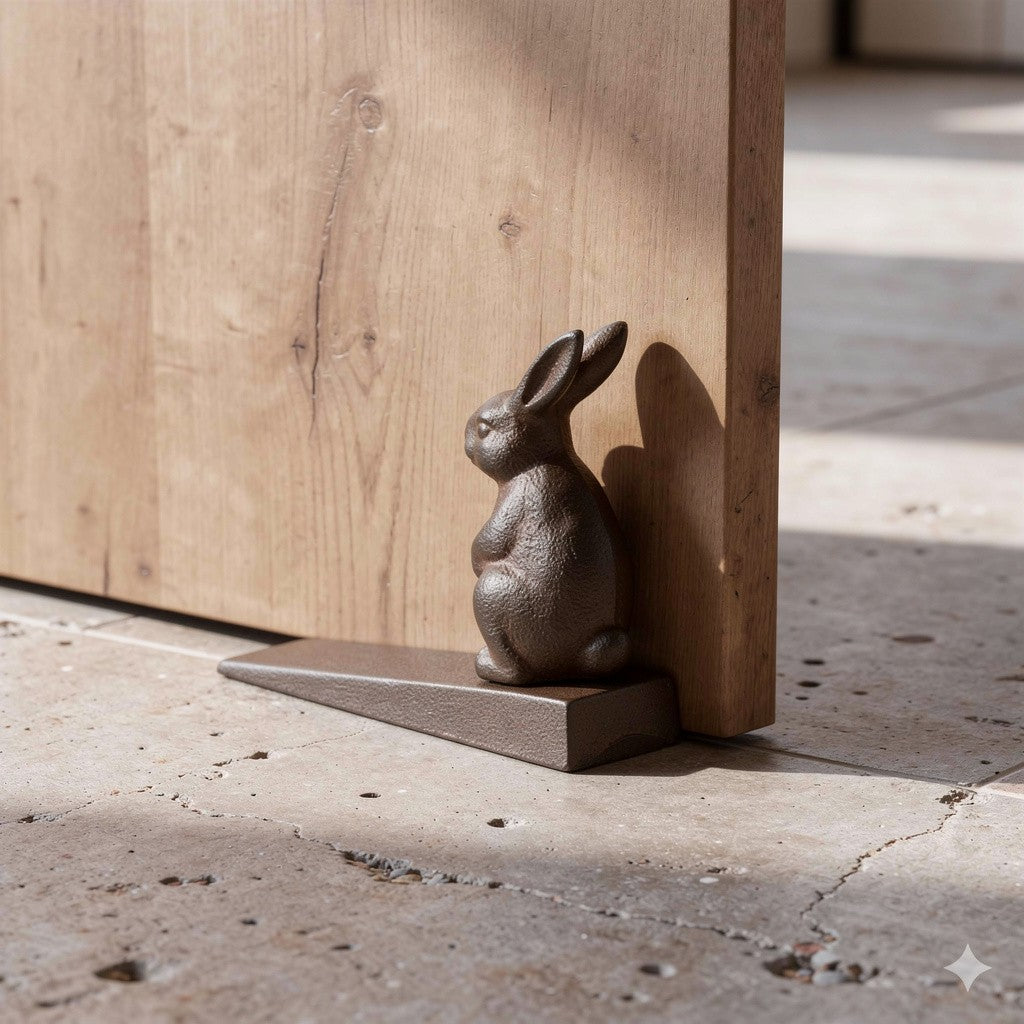 Cast iron rabbit door stop, heavy vintage decoration