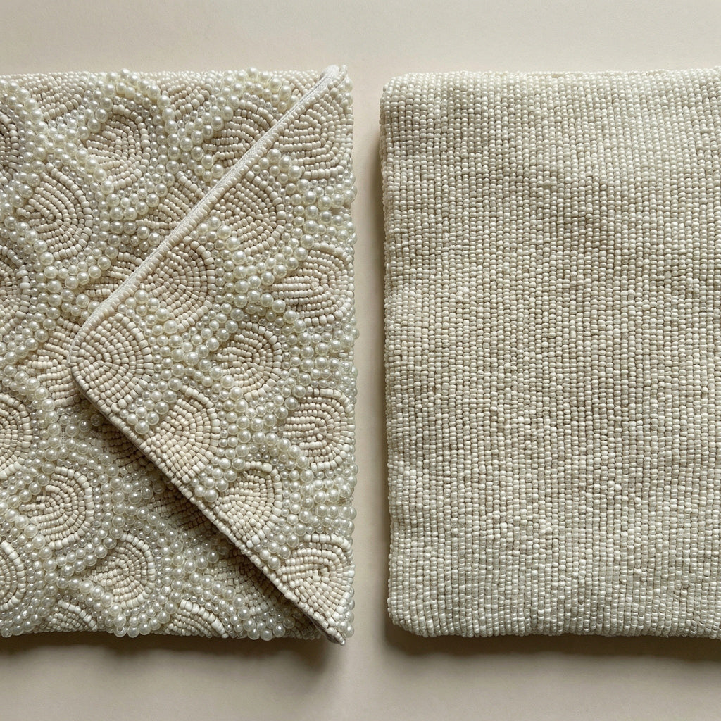 Ivory Pearl Beaded Clutch 