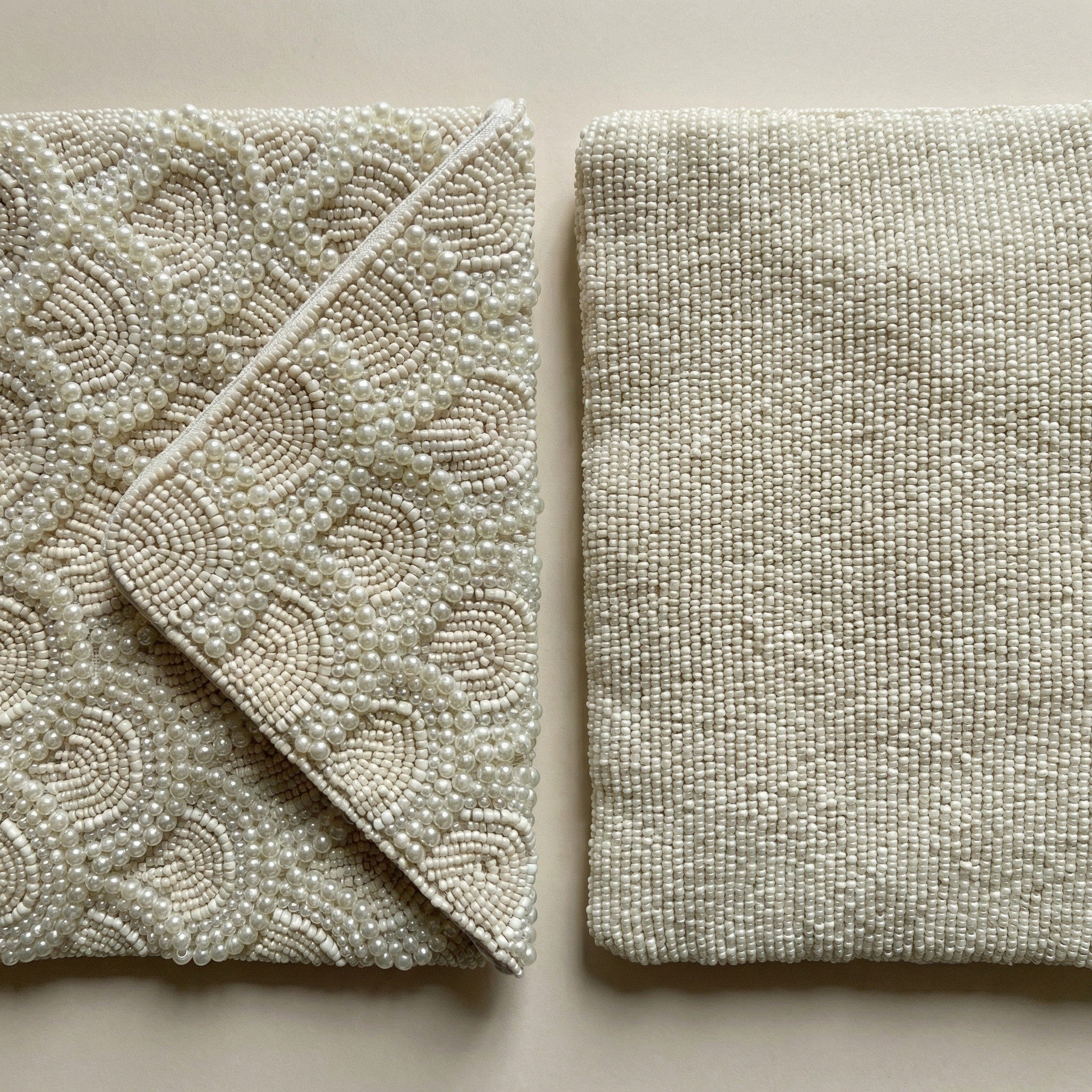 Double sided pearl clutch bag | Handmade ivory bead evening clutch