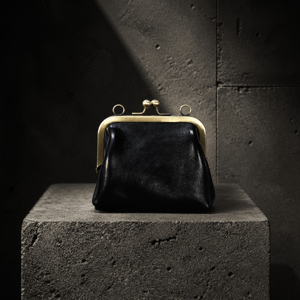 Vintage Black Leather Coin Purse - S
