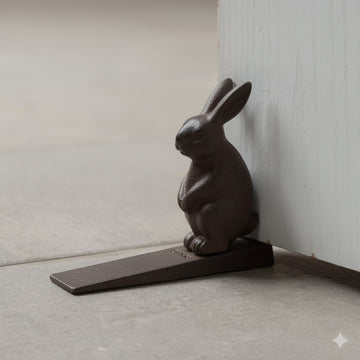 Cast Iron Rabbit Door Stopper | Heavy Bunny Door Wedge | Rustic Functional Home Accent