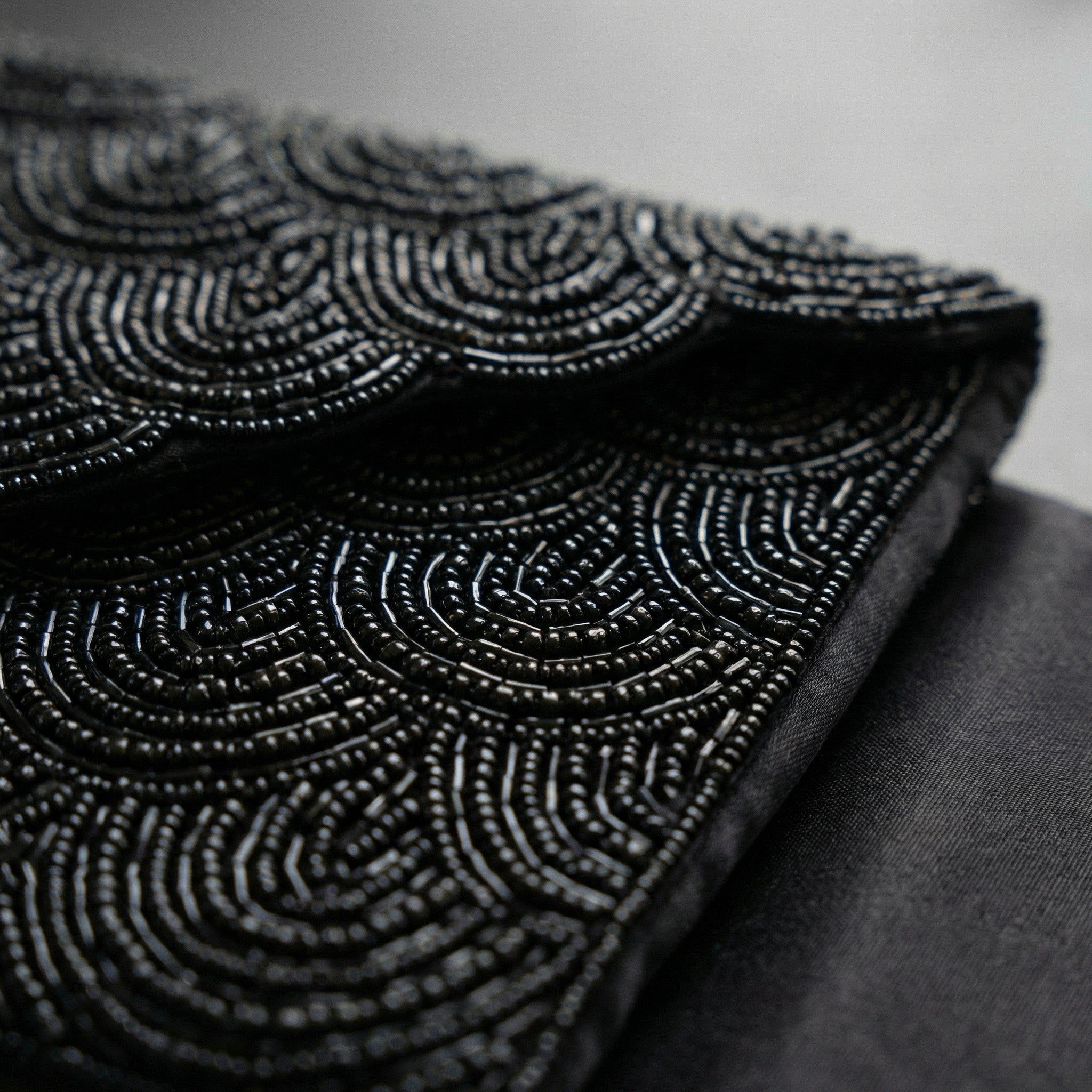 Handmade black beaded clutch  | Elegant beaded evening bag