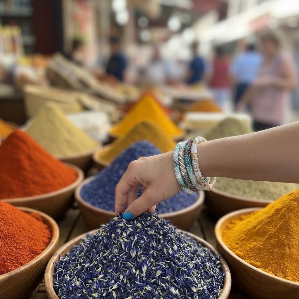 Set of 4 beaded bracelets, handmade from Nepal