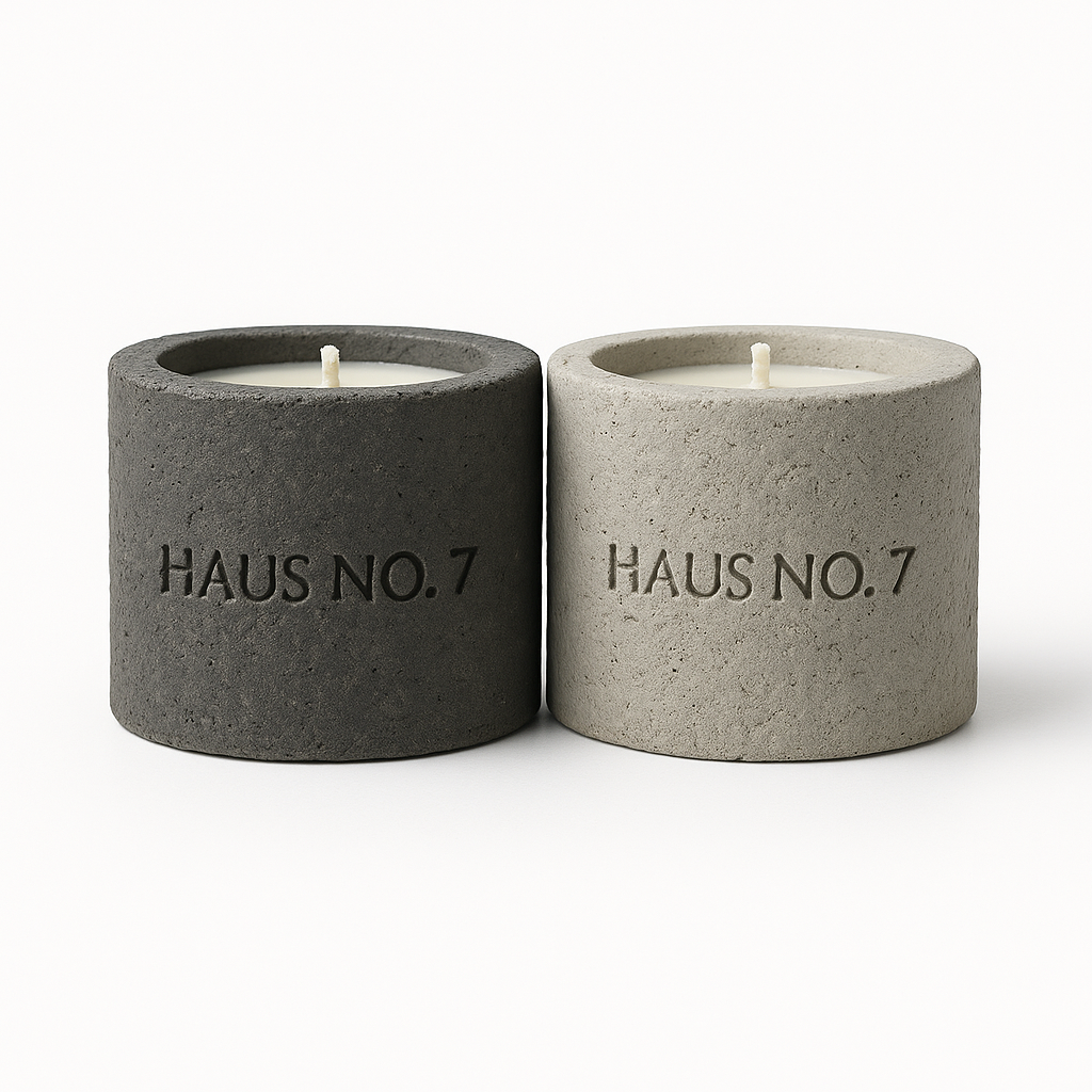 נר בטון בעבודת יד – נר מבושם תעשייתי –  – עיצוב בית אורבני