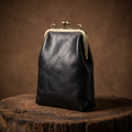 Vintage Black Leather Coin Purse - L