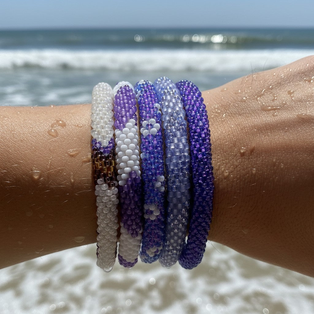 סט של 5 צמידי חרוזים מנפאל • צמידים בעבודת יד