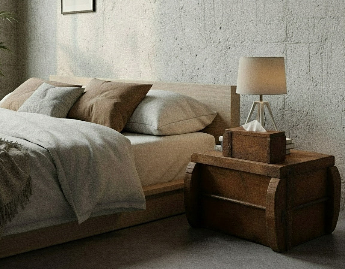 כיסוי קופסת טישו מעץ כפרי – דקורציה מתבנית לבנים ממוחזרת – פריט ביתי משודרג