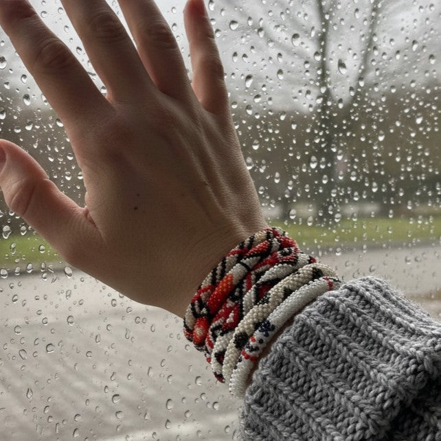 Nepali Beaded Bracelet — Black & Red