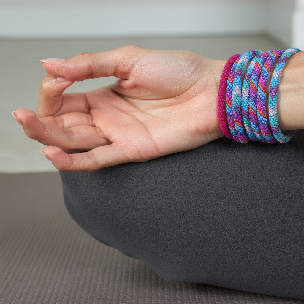 Set of 3 beaded bracelets, handmade from Nepal