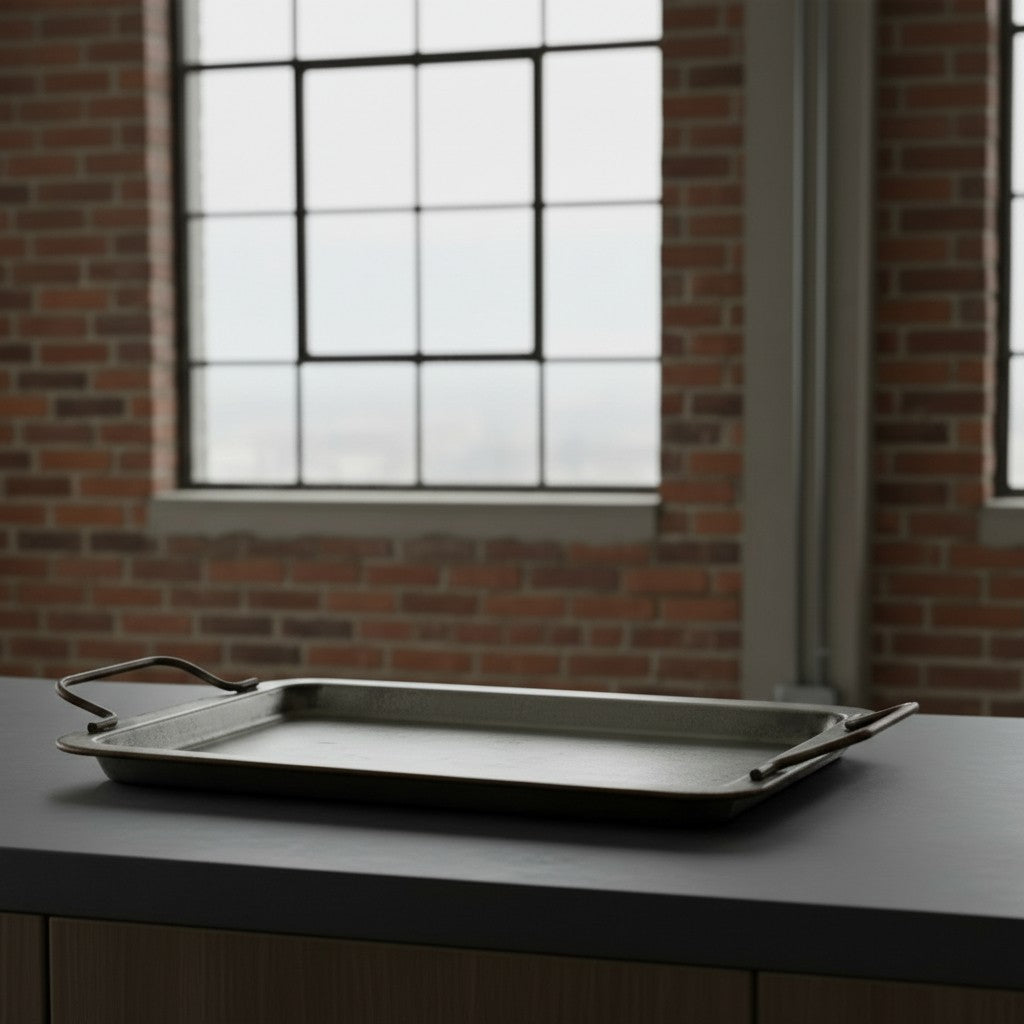 מגש דקורטיבי ממתכת  מוברש וינטג' – דקורצייה כפרית