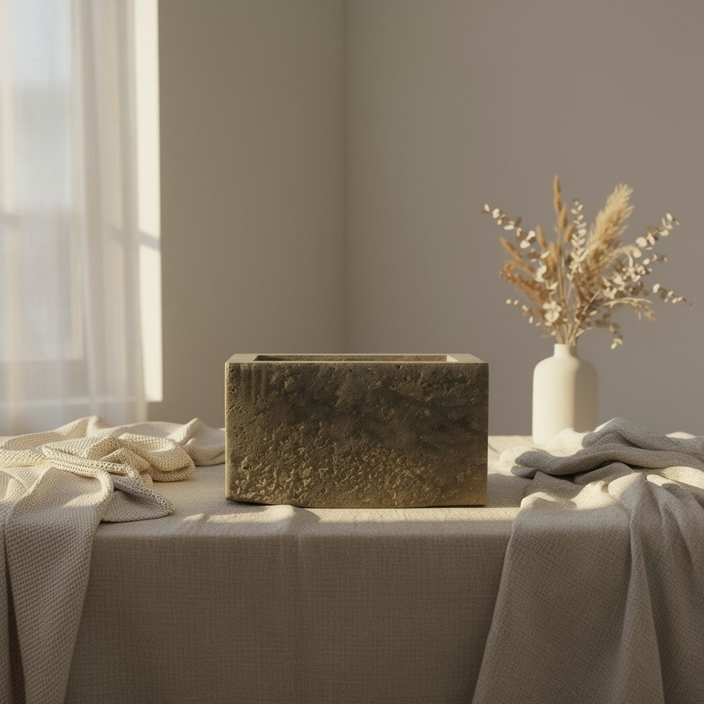 Rectangular Concrete Storage Box – Minimalist Industrial Organizer 