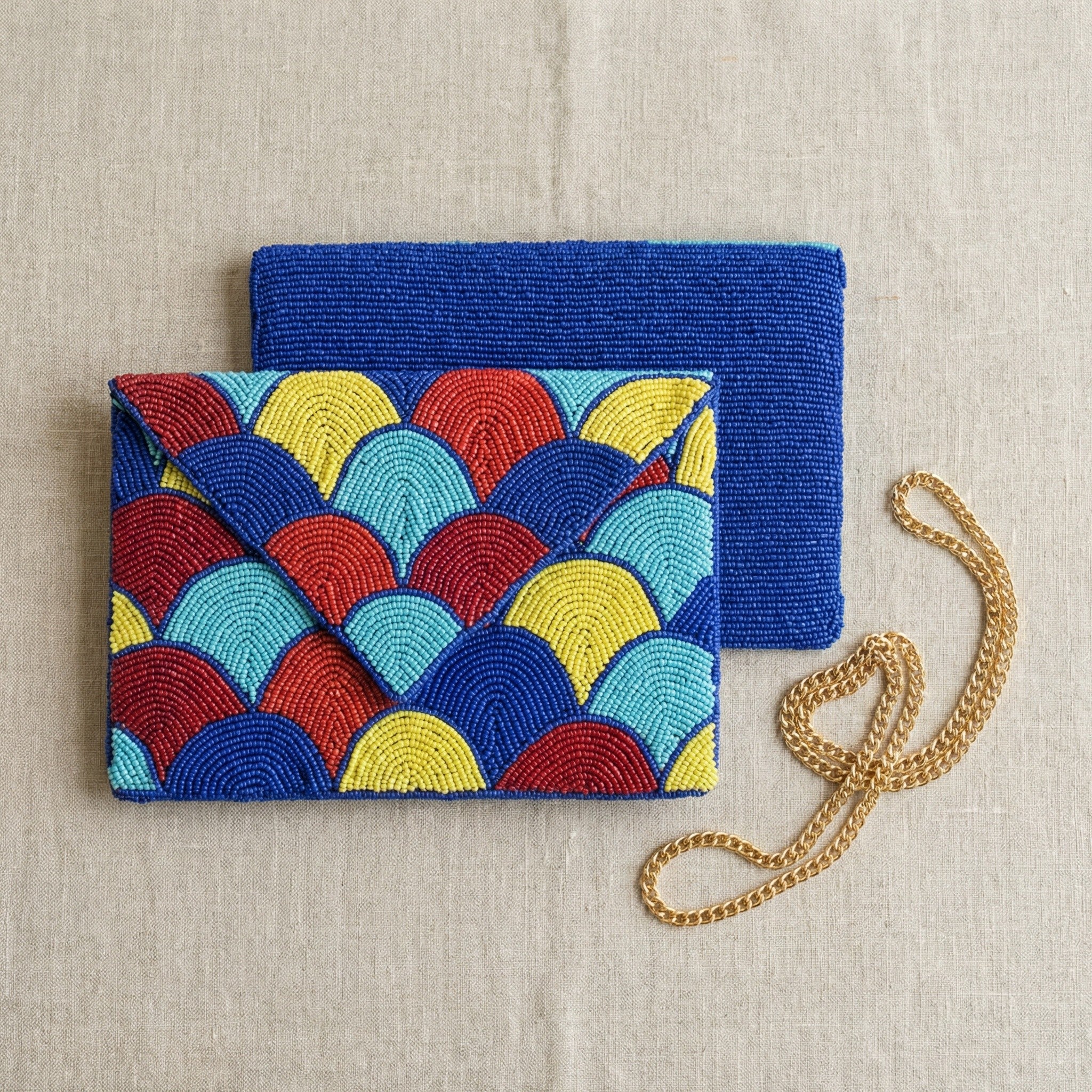 Colorful Handmade Evening Bag |  Double-Sided Beaded Clutch