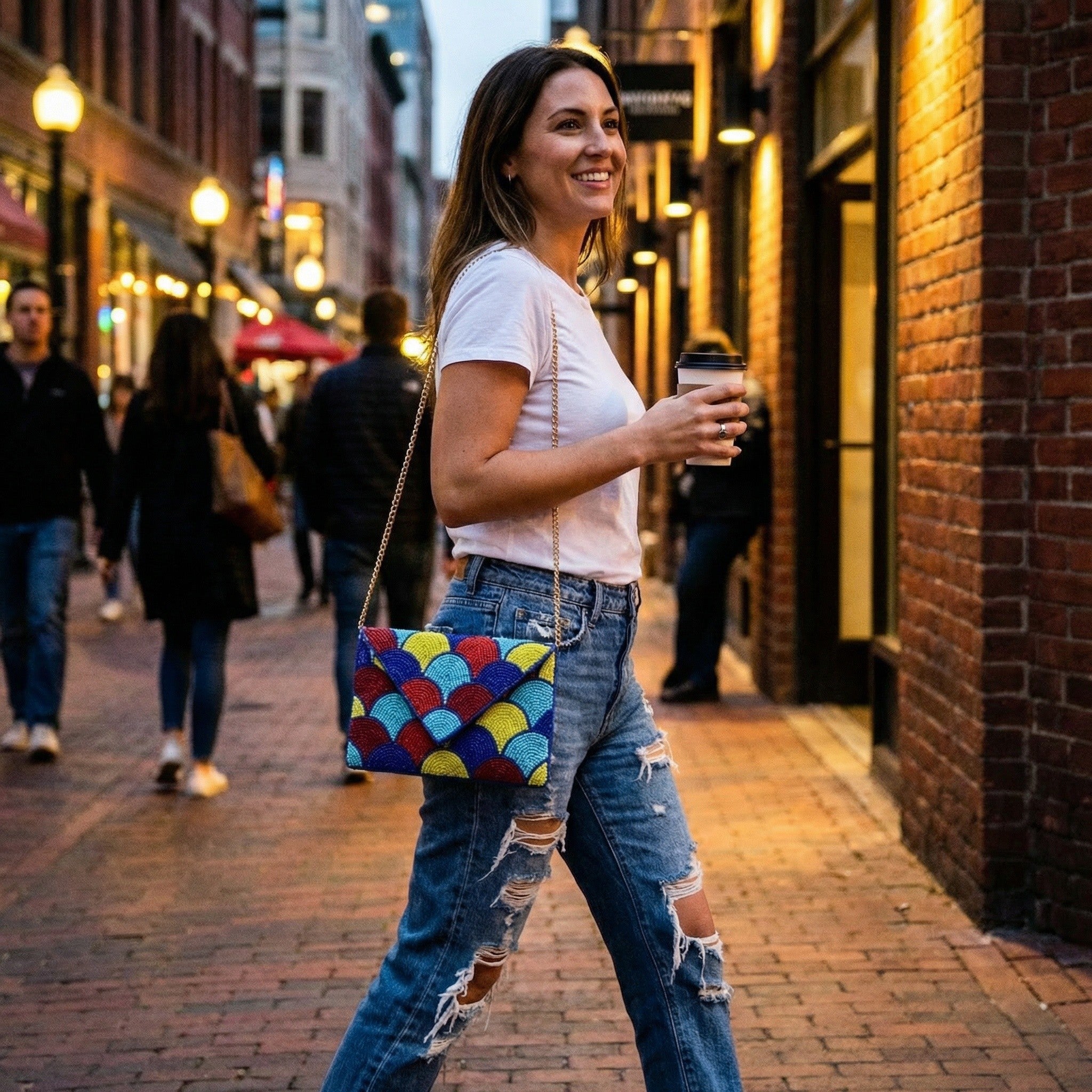 Colorful Handmade Evening Bag |  Double-Sided Beaded Clutch