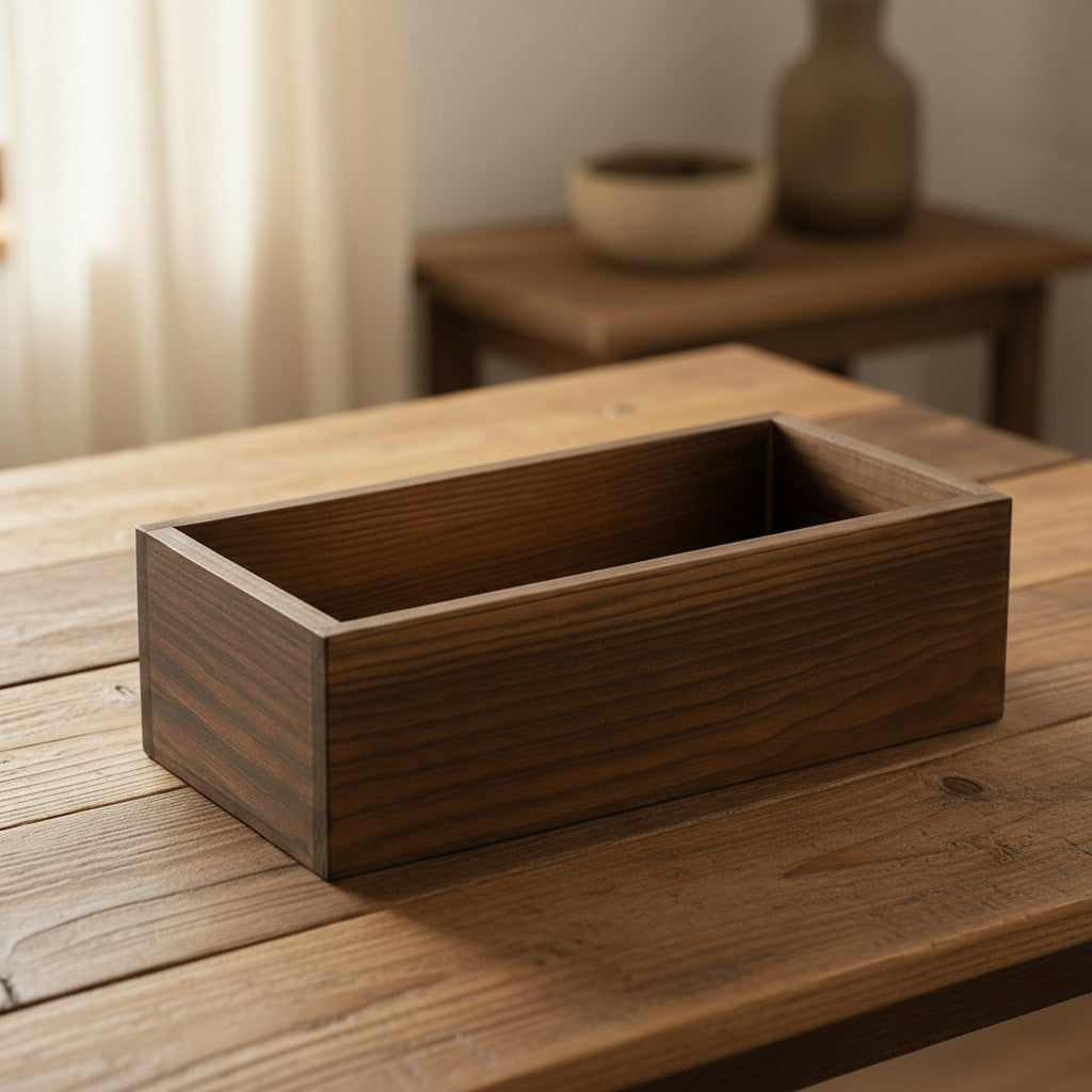 קופסת אחסון מינימליסטית מעץ אגוז | מארגן ביתי אורבני | עיצוב בעבודת יד