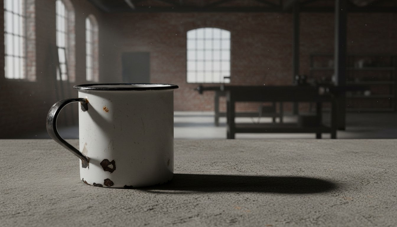 Vintage enamel mug – hand-poured soy wax – clean and soothing scent – ​​country home design 