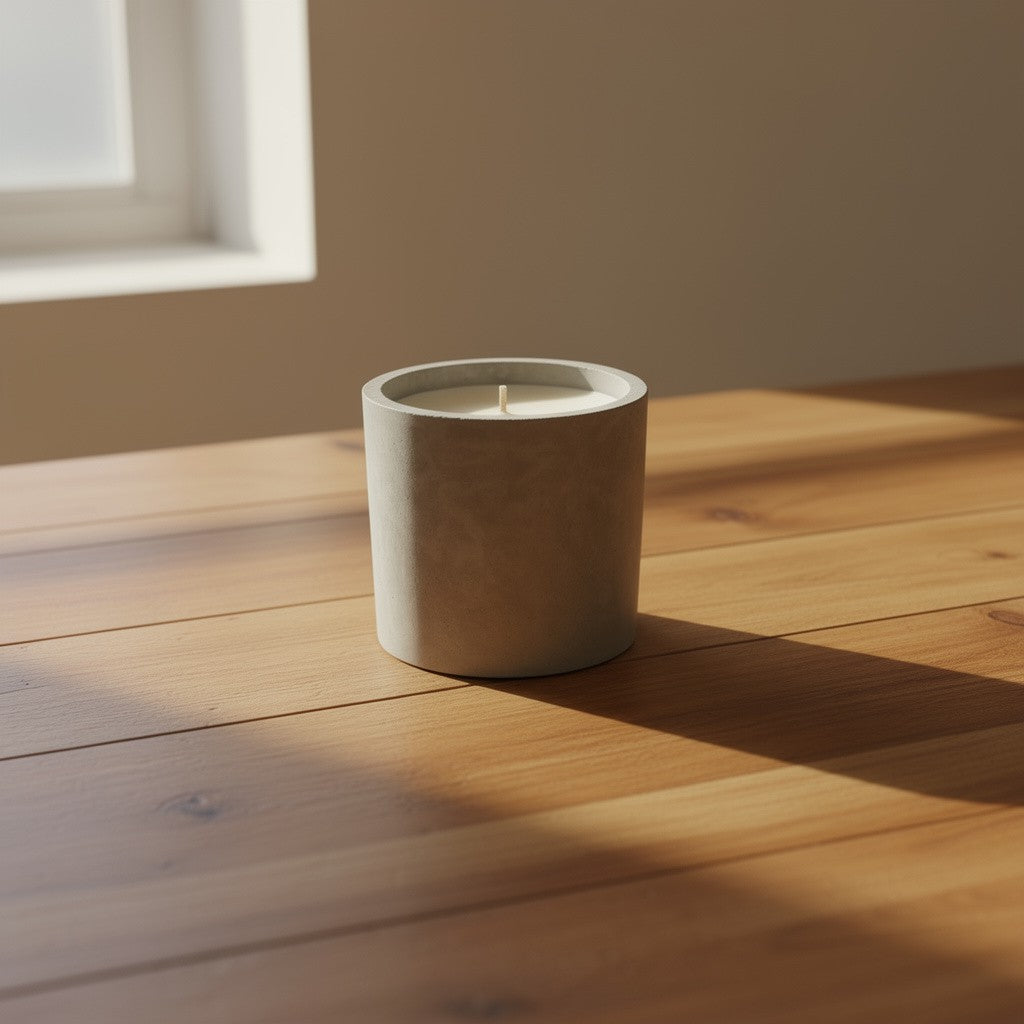 Handmade scented concrete candle - industrial style home design