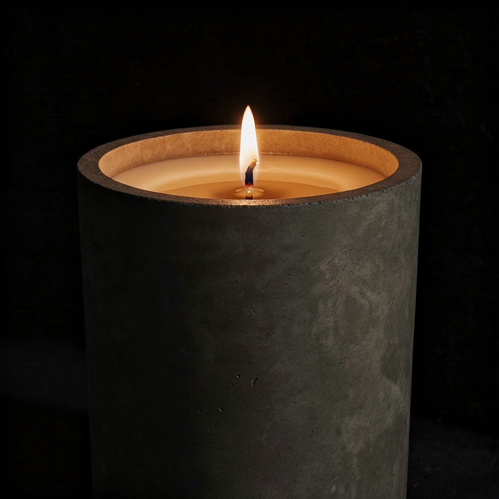 נר בטון ריחני בעבודת יד - עיצוב הבית בסגנון תעשייתי