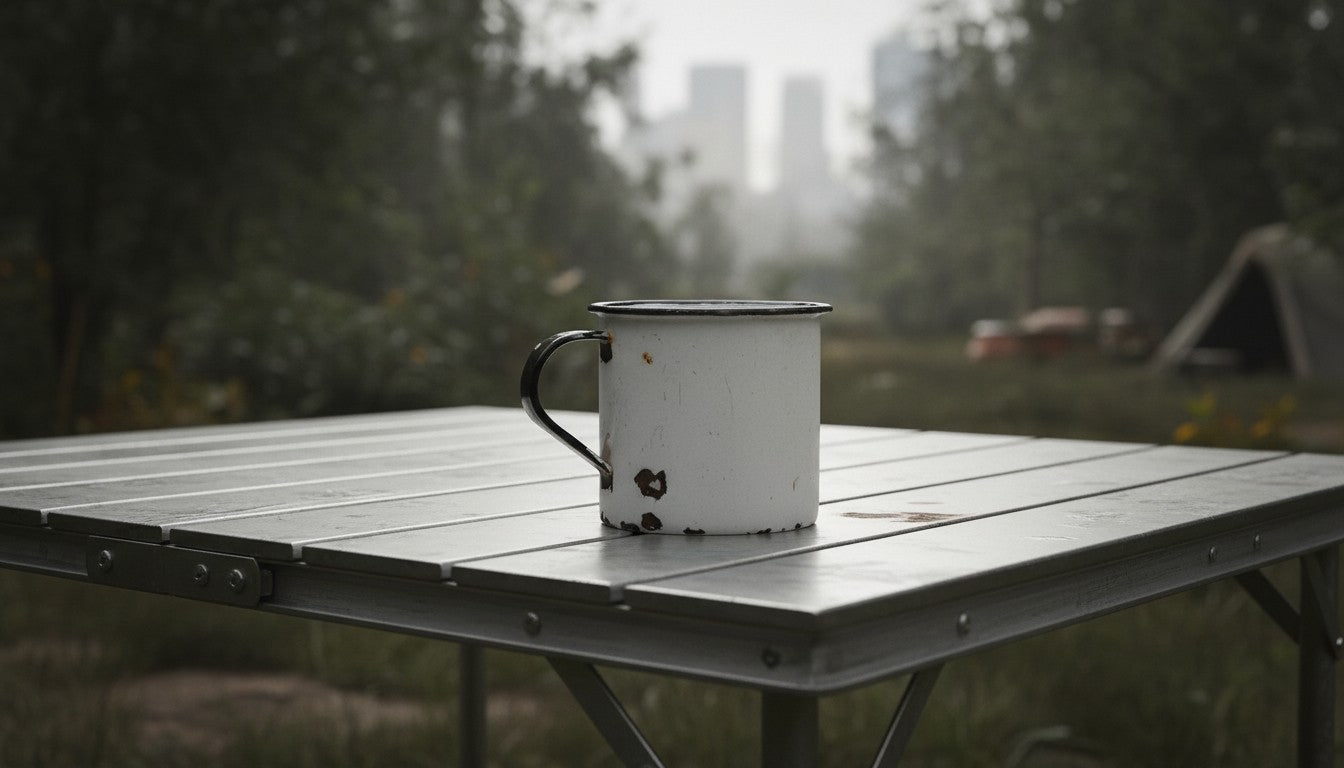 Vintage enamel mug – hand-poured soy wax – clean and soothing scent – ​​country home design 