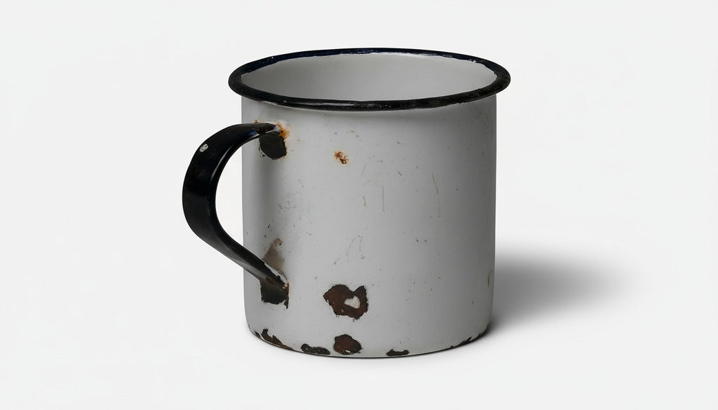 Vintage enamel mug – hand-poured soy wax – clean and soothing scent – ​​country home design 