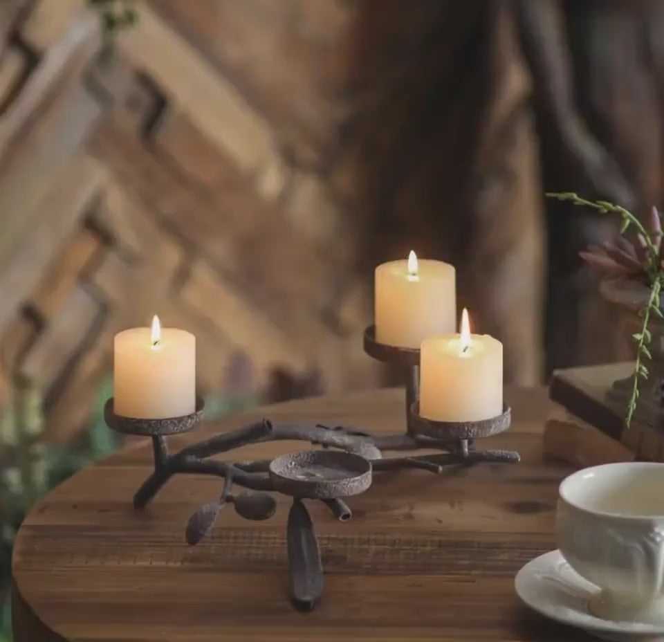 Handmade Iron Branch Candlestick – Minimalist Rustic Cane Lamp