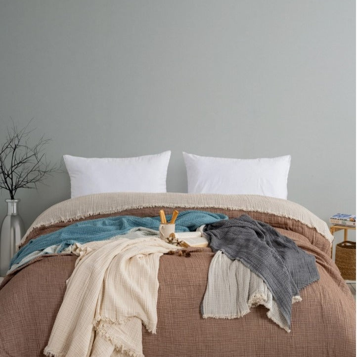 שמיכת מוסלין זוגית קווין סייז (200/230) - כותנה טורקית